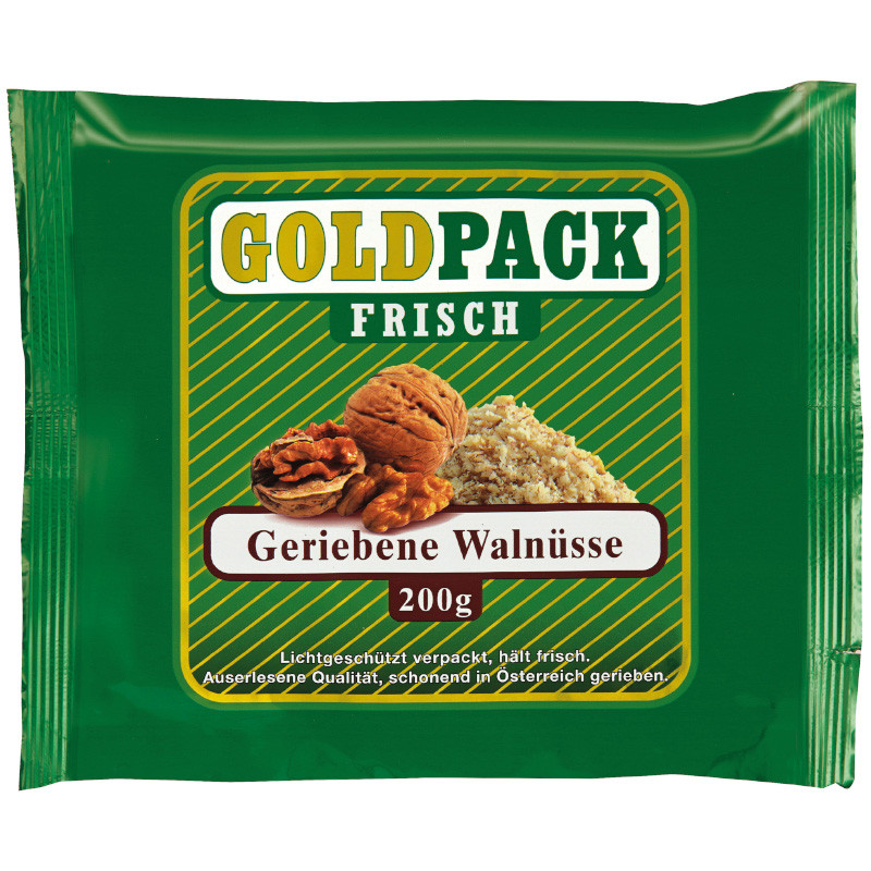 Goldpack Walnüsse frisch gerieben 200 g feine Walnussraspeln für Backen und Küche
